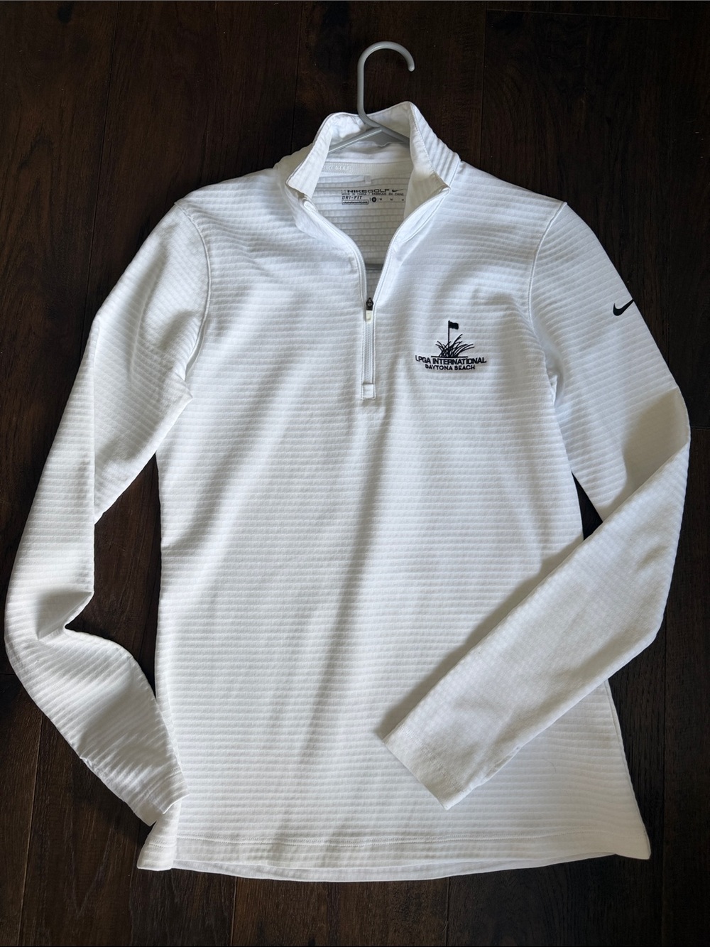Nike White Half-Zip Textured Performance Pullover - Women M
